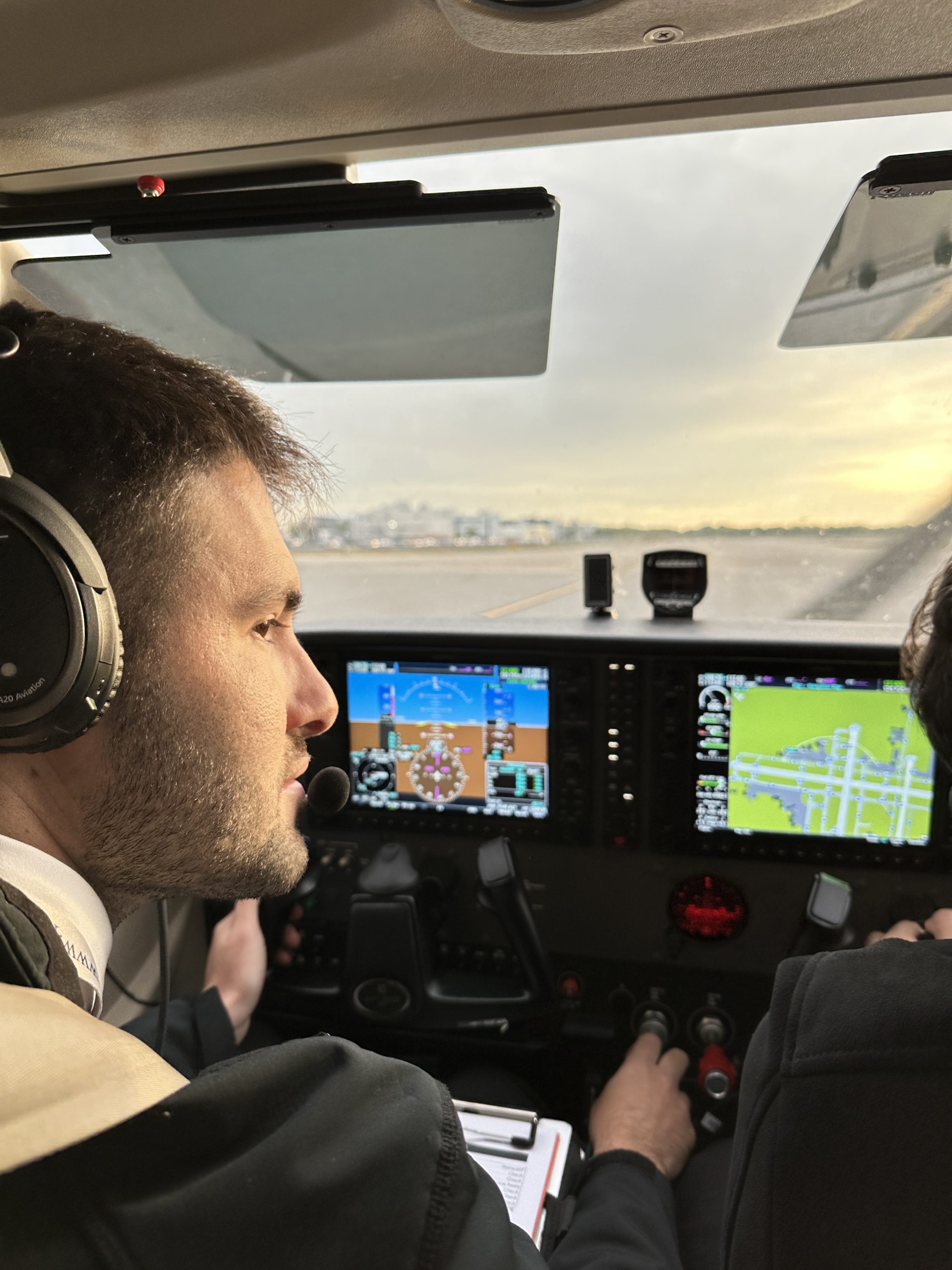 OTS shot of Nitai looking right from left seat of Cessna 172 Skyhawk